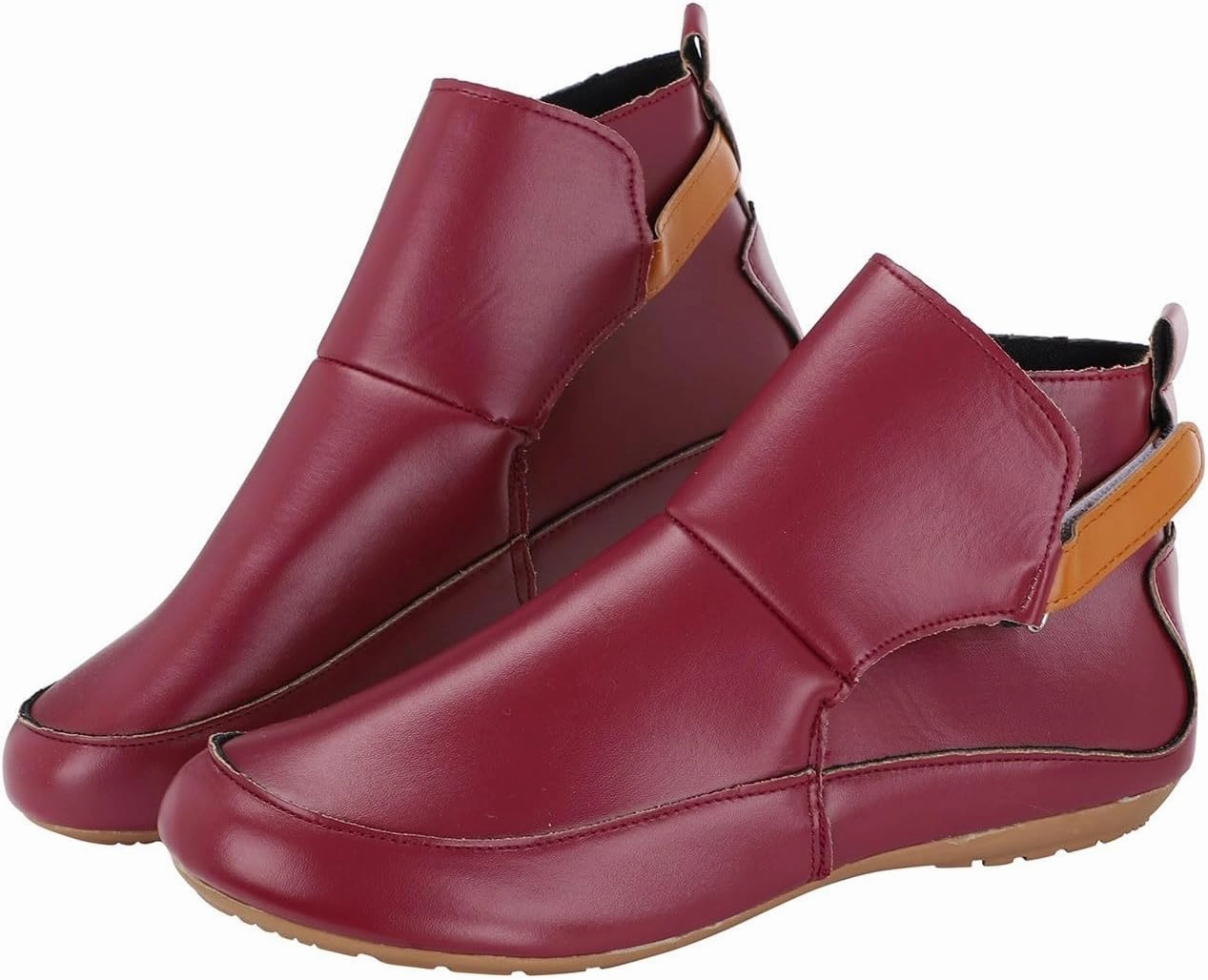 Sexiest Cowboy Boots Women Ankle Boots Wide Width Flat Shoes Soft Leather Retro Casual Short Boot Fashion Slip On Short Winter Round Toe Shoe