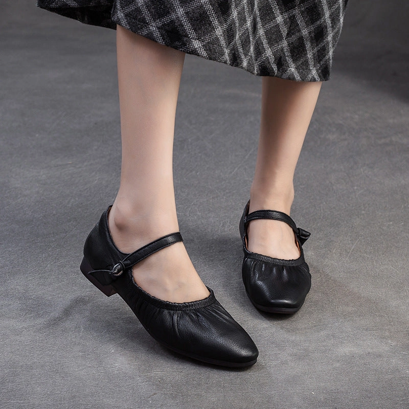 Women Retro Leather Soft Casual Shoes Aces Badminton