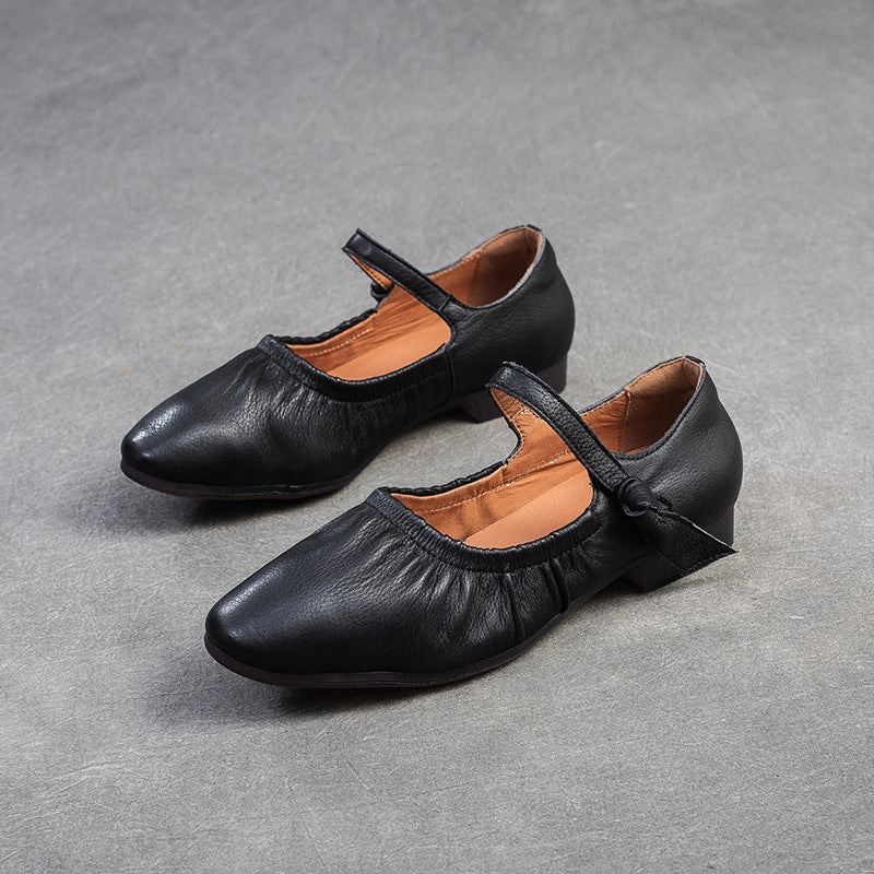 No Mark Badminton Shoes Women Retro Leather Soft Casual Shoes