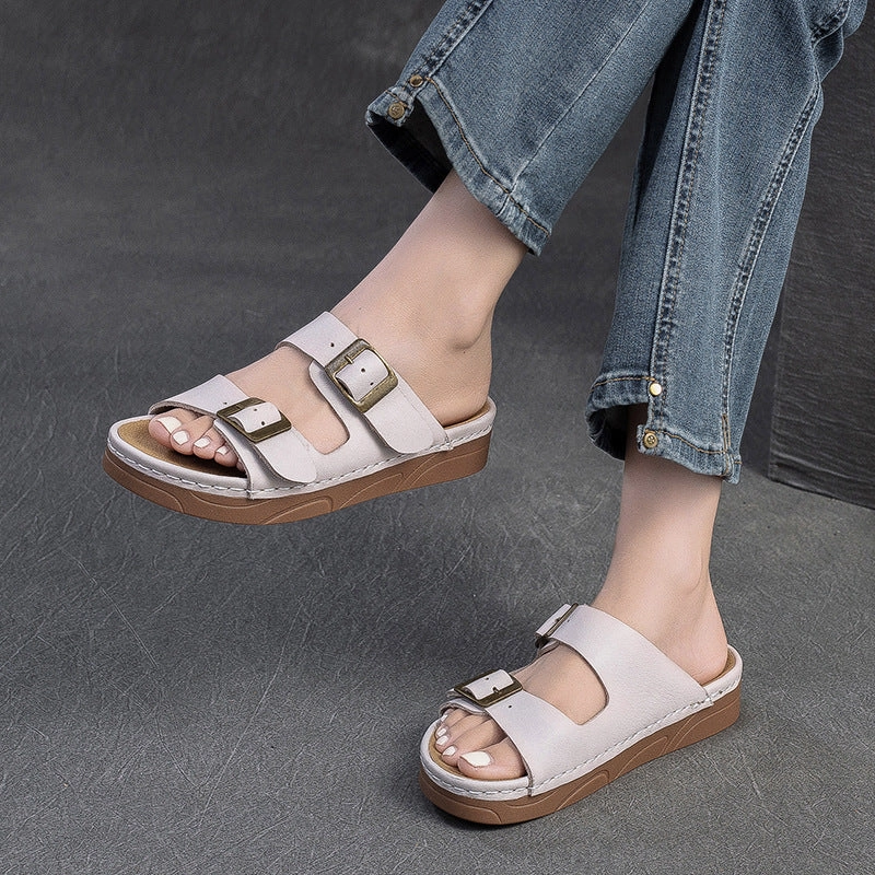 Women Retro Leather Summer Casual Slides Sandals St Lucia Sandals Halcyon