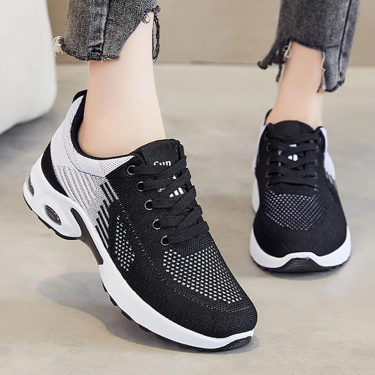 Most Comfortable Walking Sneakers Women's Air Cushion Running Tennis Sneakers Lightweight Fashion Sport Shoes Gym Jogging Breathable Shoe Arch Support Athletic Walking Jogging Shoes Wide Toe Box Sneaker