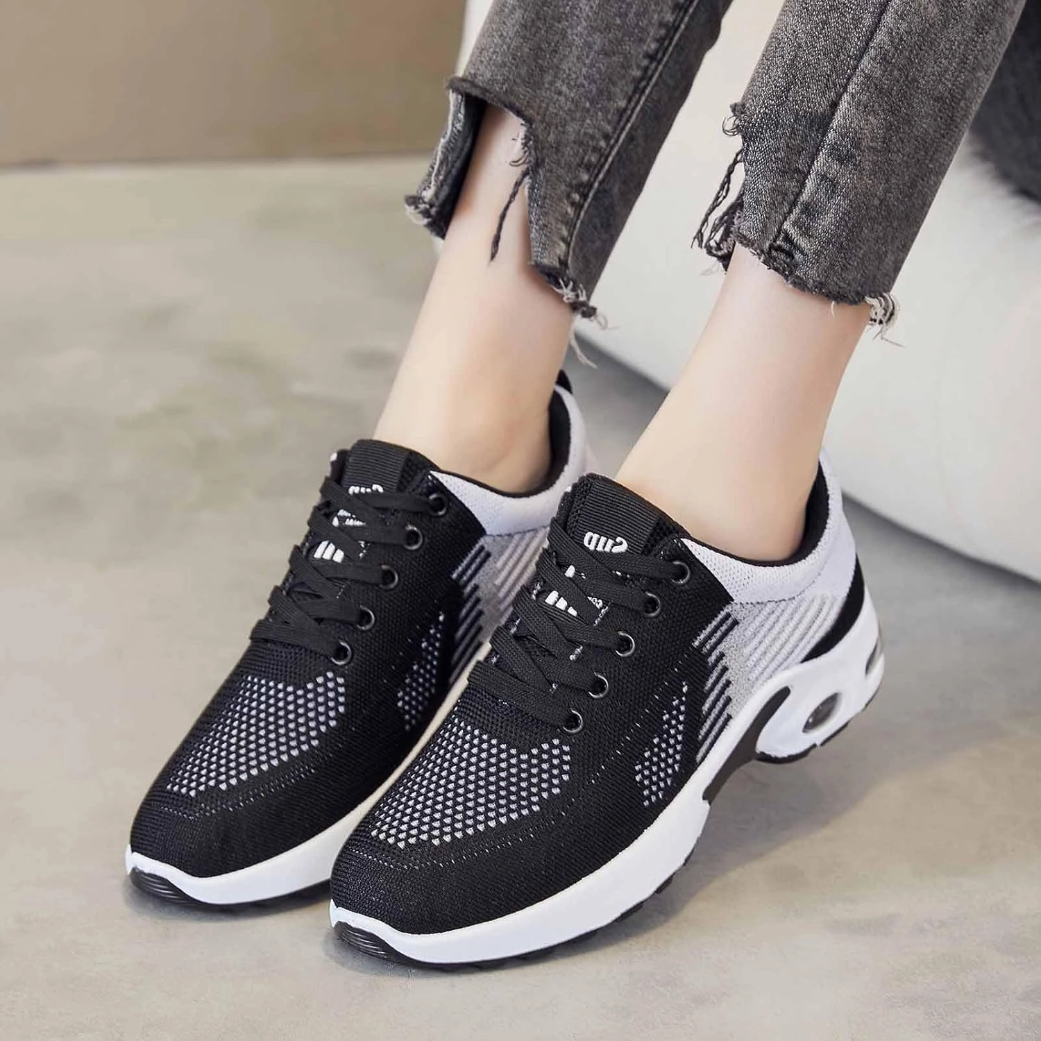 Working Sneakers Women's Air Cushion Running Tennis Sneakers Lightweight Fashion Sport Shoes Gym Jogging Breathable Shoe Arch Support Athletic Walking Jogging Shoes Wide Toe Box Sneaker