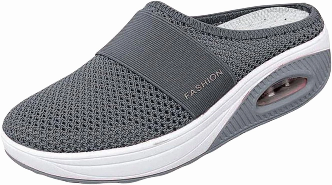 Lsu Sneakers Women's Air Cushioned Arch Support Walking Shoes Mesh Orthopedic Diabetic Slippers Summer Slip-On Mule Sneakers Breathable Slippers Closed Toe Slides Outdoor Going Out Lounge