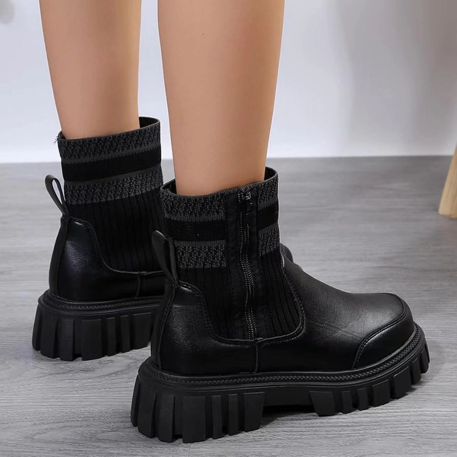 Women's Ankle Boots Chunky Heel Boots 2024 Fashion Thick Heel Round Toe Sock Boots Slip on Elastic Casual Short Boots Rm Williams Boots