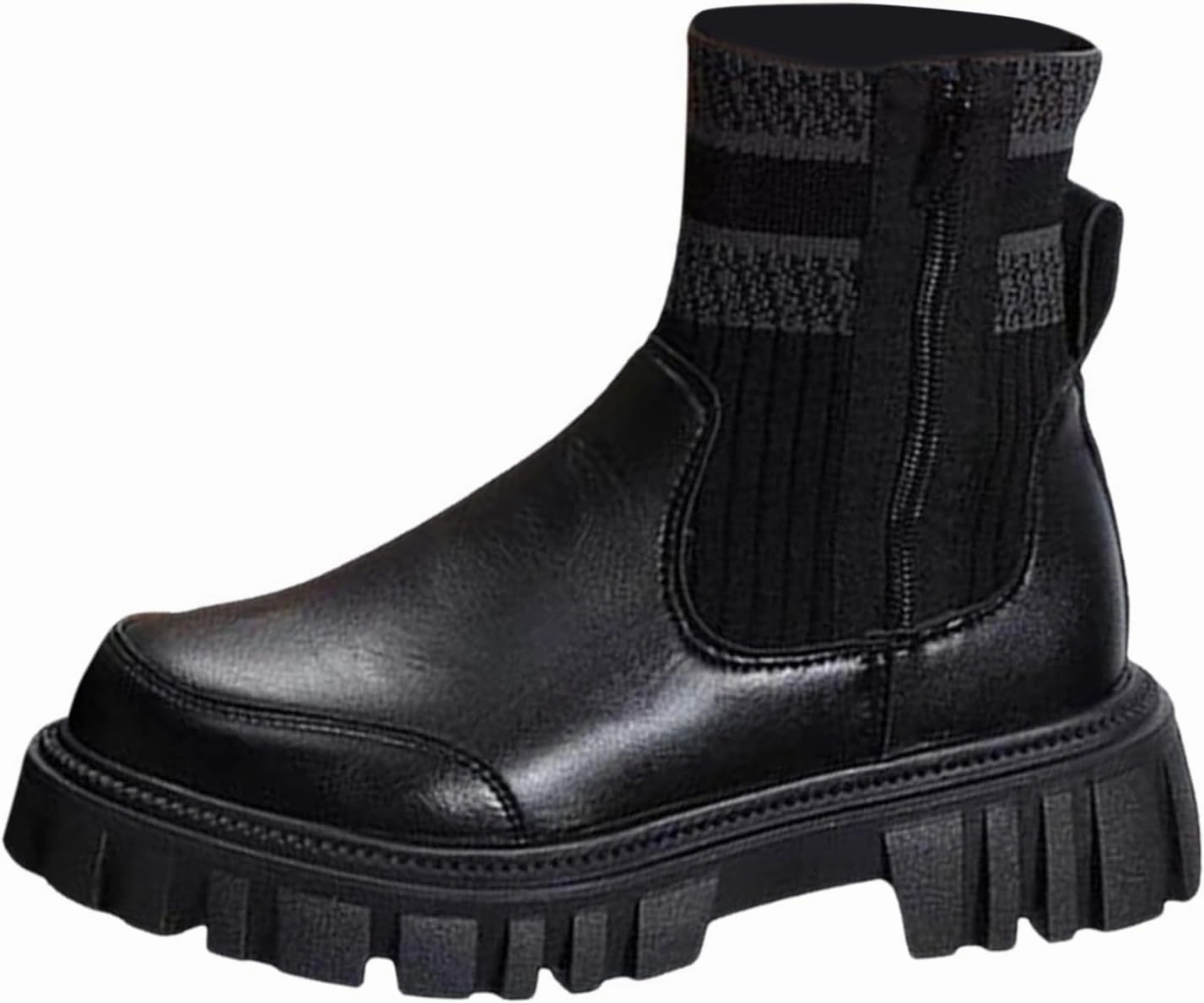 Women's Ankle Boots Chunky Heel Boots 2024 Fashion Thick Heel Round Toe Sock Boots Slip on Elastic Casual Short Boots Dms Boots