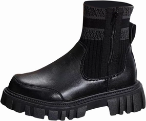 Women's Ankle Boots Chunky Heel Boots 2024 Fashion Thick Heel Round Toe Sock Boots Slip on Elastic Casual Short Boots Boots Work Shoes