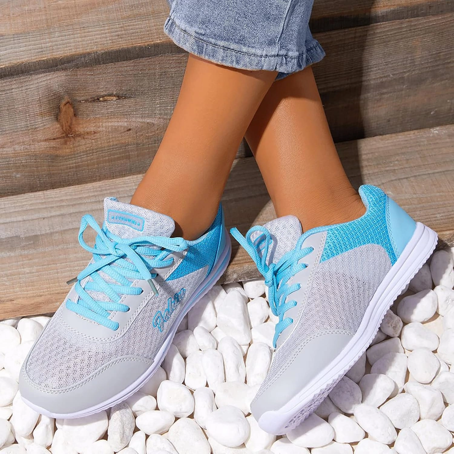 Stretchers Sneakers Women's Mesh Sneaker Lace Up Casual Sneaker with Arch Support Non Slip Walking Shoes Breathable Lightweight Running Shoes