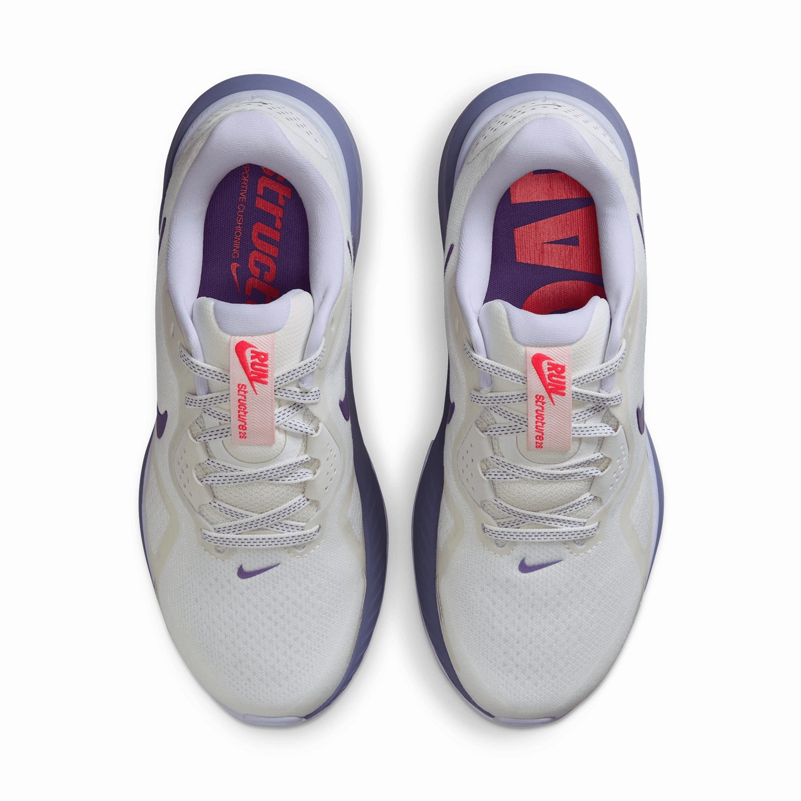 Arizona Cardinals Nike Shoes Women's Structure 26 Running Shoes Summit White / Amethyst Tint / Dusty Amethyst / Wild Grape