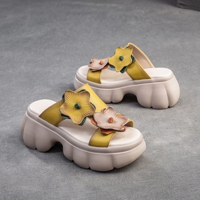 Women Stylish Leather Soft Platform Slides Sandals Dr Marten Sandals