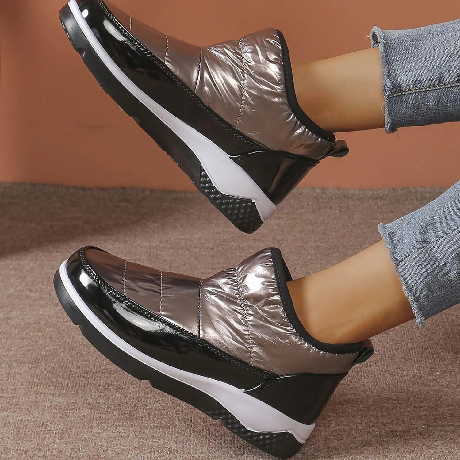 Top Rated Hiking Boots Womens Booties And Ankle Boots Slip On Snow Boots Non Slip Walking Shoes Soft Sole Flat Shoes Winter Boots