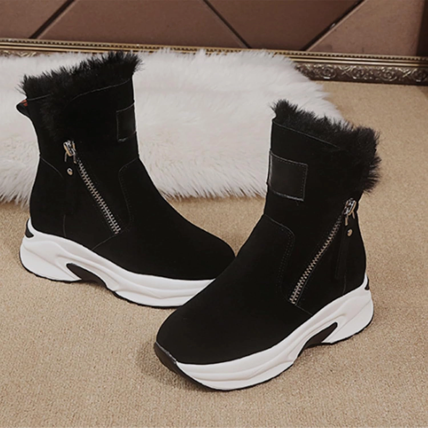 Slouchy Leather Boots Womens Leather Boots Outdoor Ski Boots Thickening Thin Socks for Boots Women