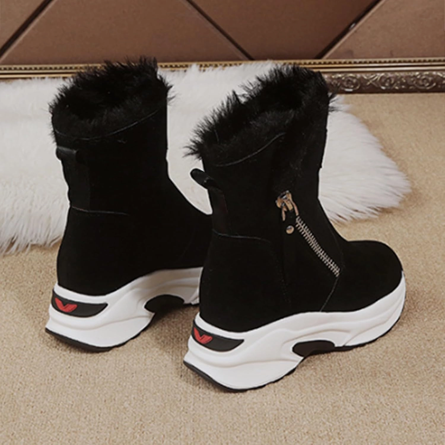 Wedge Boots Womens Leather Boots Outdoor Ski Boots Thickening Thin Socks for Boots Women