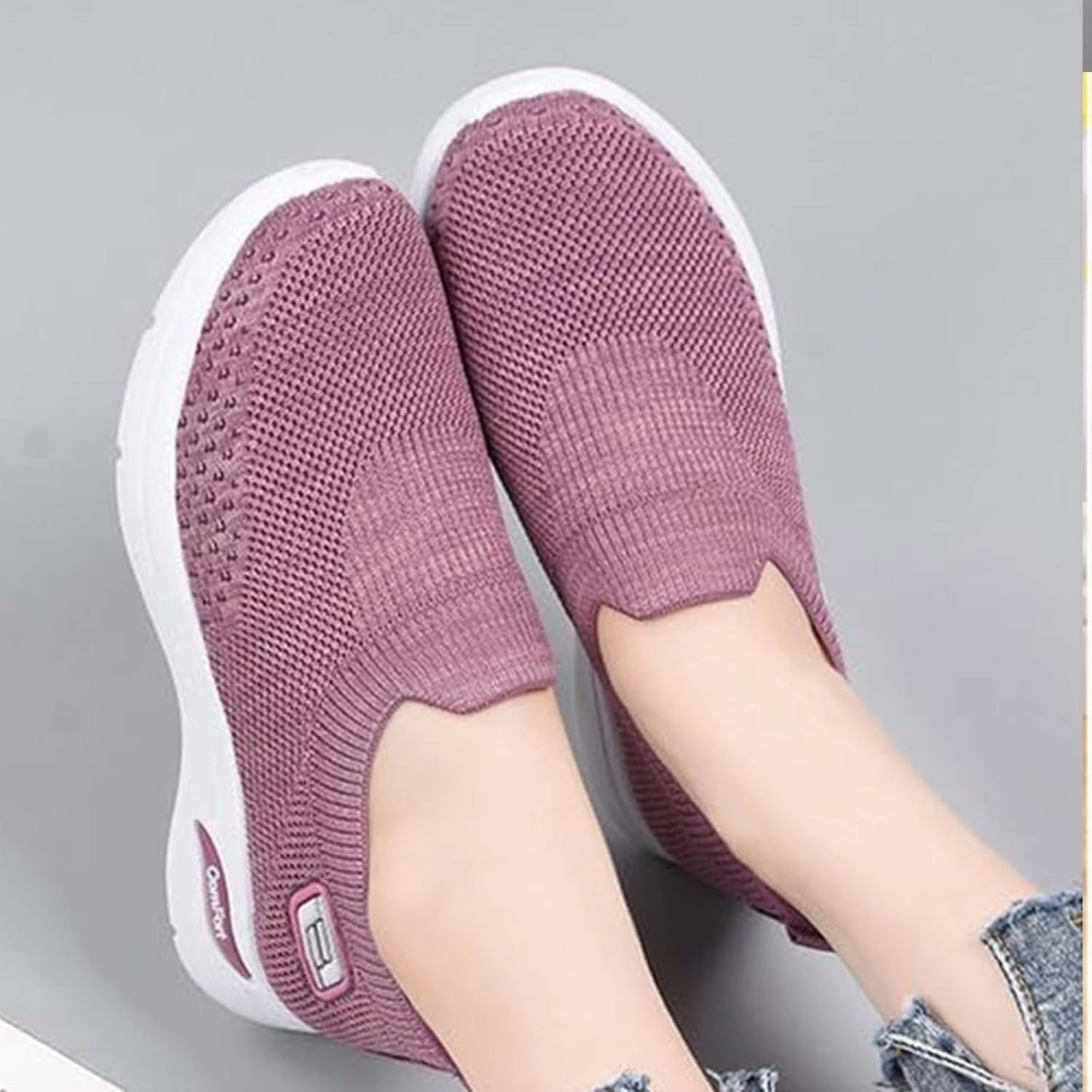 Womens Orthopedic Sneakers Breathable with Arch Support Wide Width Soft Sole Arch Support Slip on Mesh Woven Low Top Work Walking Shoes Lightweight Non-Slip Nurse Shoes Sneakers For Fallen Arches