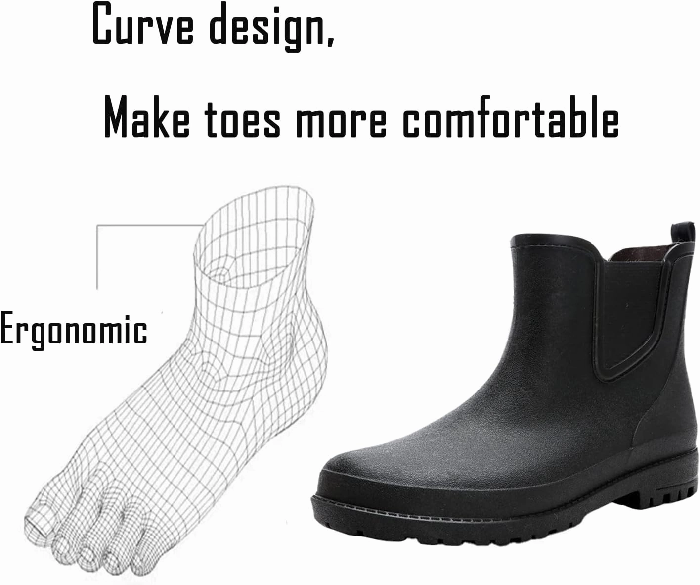 Hand Made Boots Mens Rain Boots Ankle Rubber Rain Boot Mens Waterproof Ankle Water Boots for Men Waterproof Garden Boots