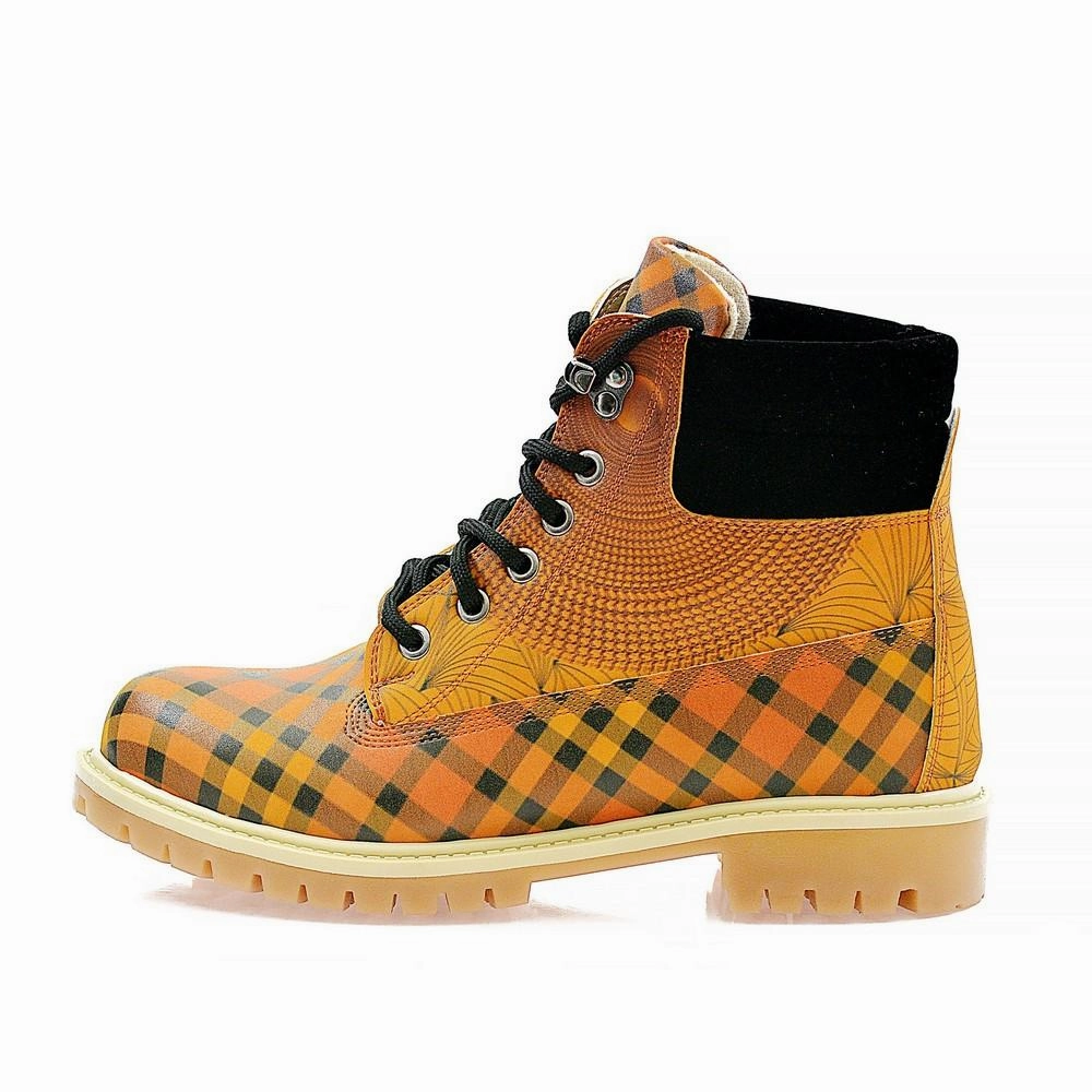 Yellow Pink & Black Drawings in Art Short Boots ACAT106 Designer Boots