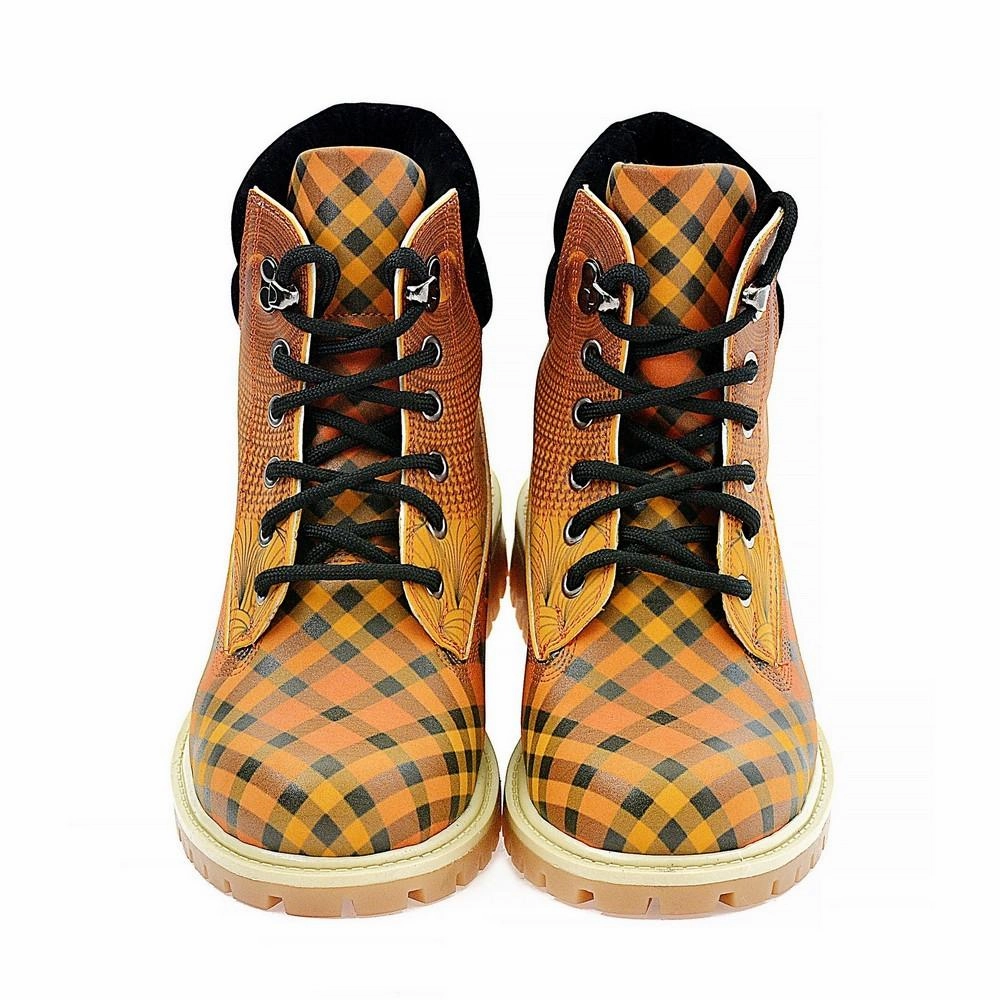 Lace Up Boots Cowboy Yellow Pink & Black Drawings in Art Short Boots ACAT106