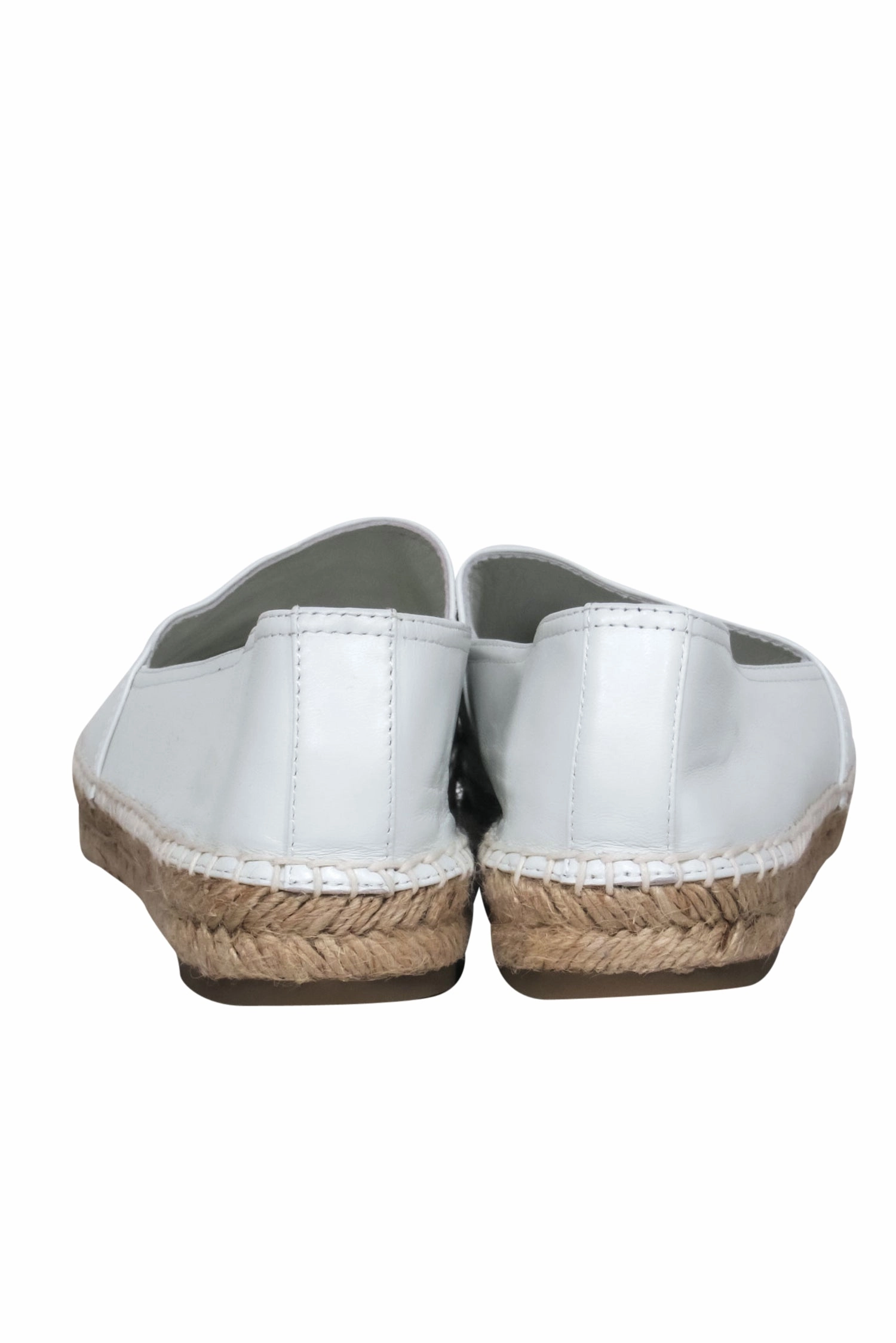 Yves Saint Laurent - White Leather Logo Embossed Espadrilles Sz 11 Chanel Tan Espadrilles