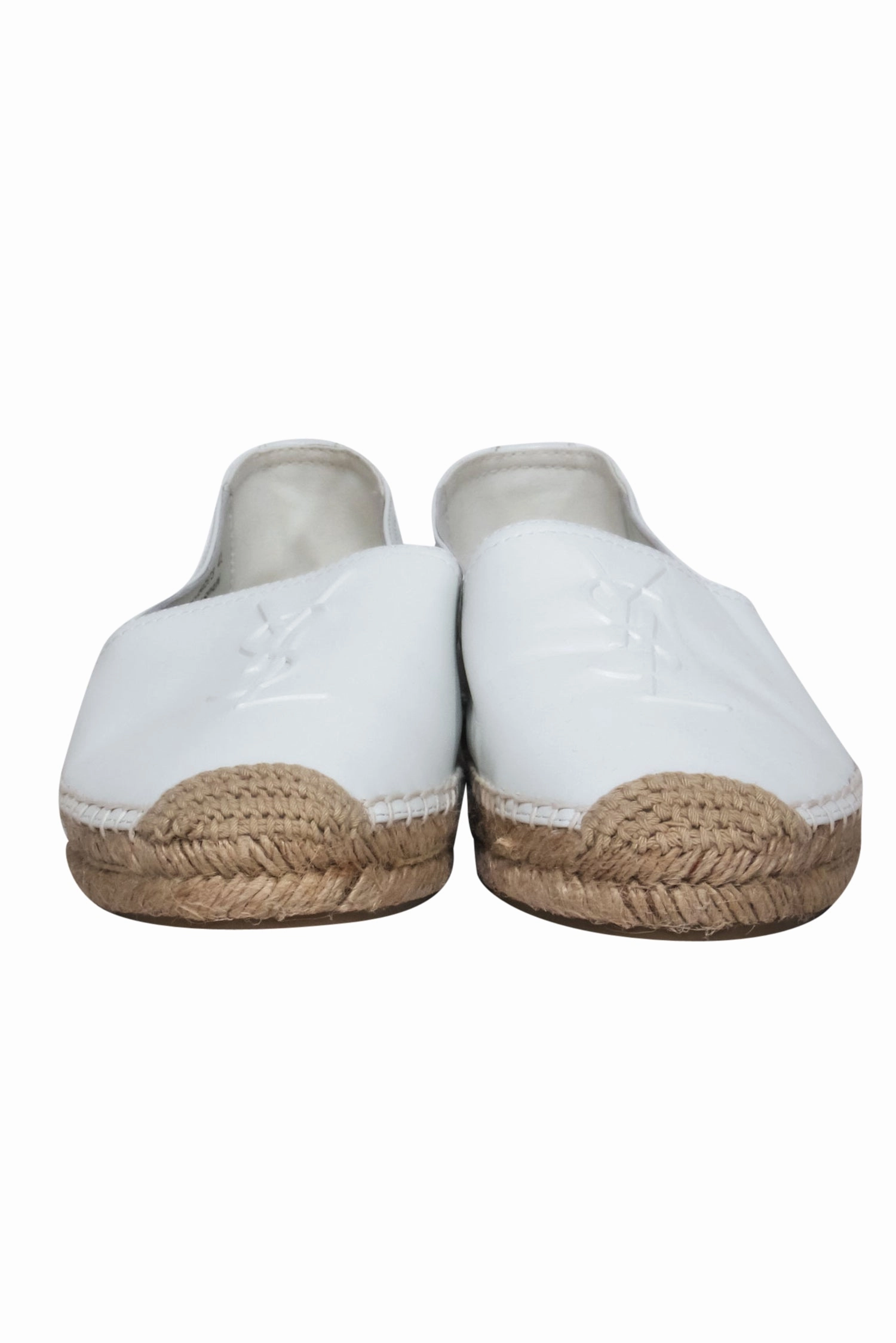Yves Saint Laurent - White Leather Logo Embossed Espadrilles Sz 11 Guess Olivia Logo Espadrilles