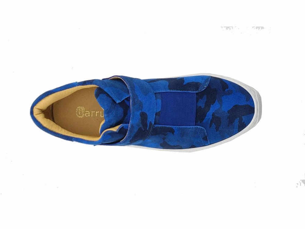 Camoflage Printed Suede High Top Sneaker Blue Ananas Slip On