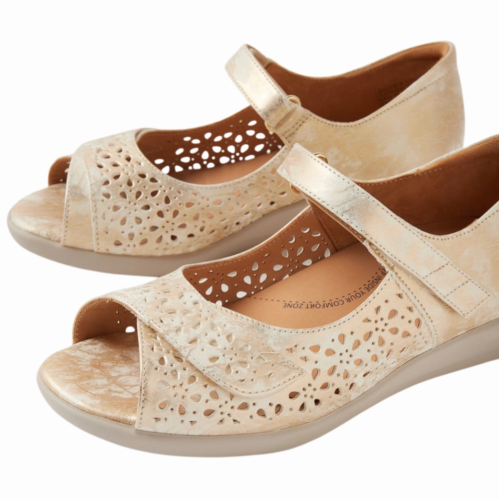 Ziera Daffodil Smudge Metal Leather Sandal (Women's) Rubberised Sandals